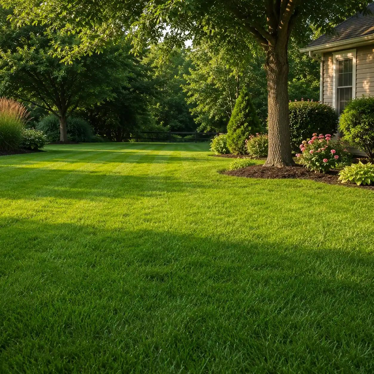 Healthy backyard lawn over a septic system in Waynesville, NC
