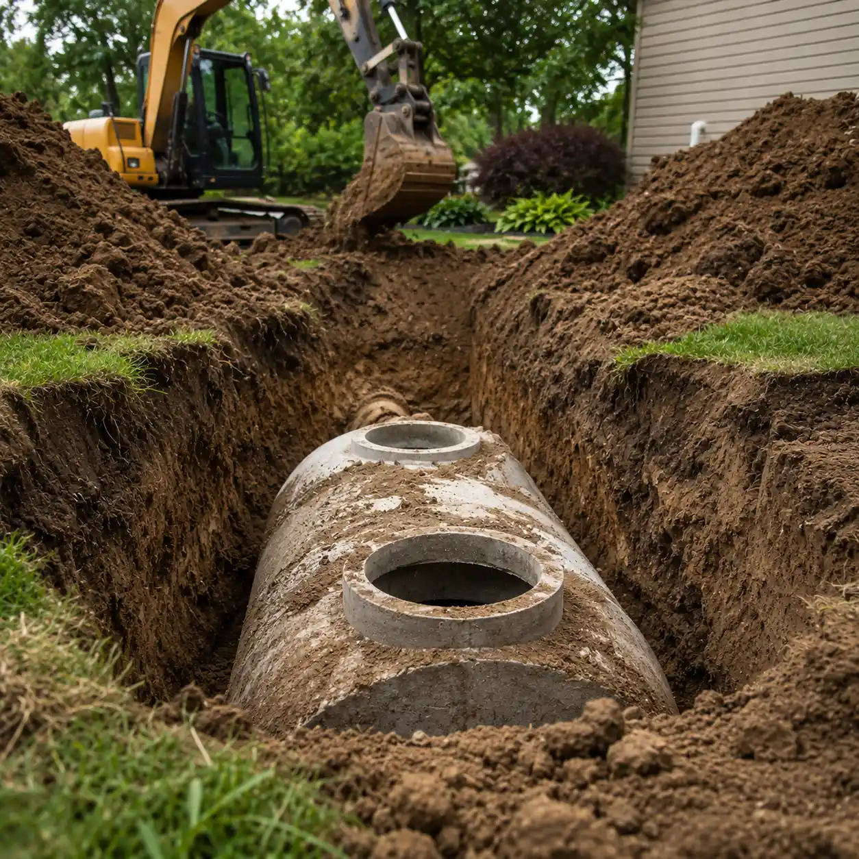 Excavating a site for new septic system installation near Asheville, NC
