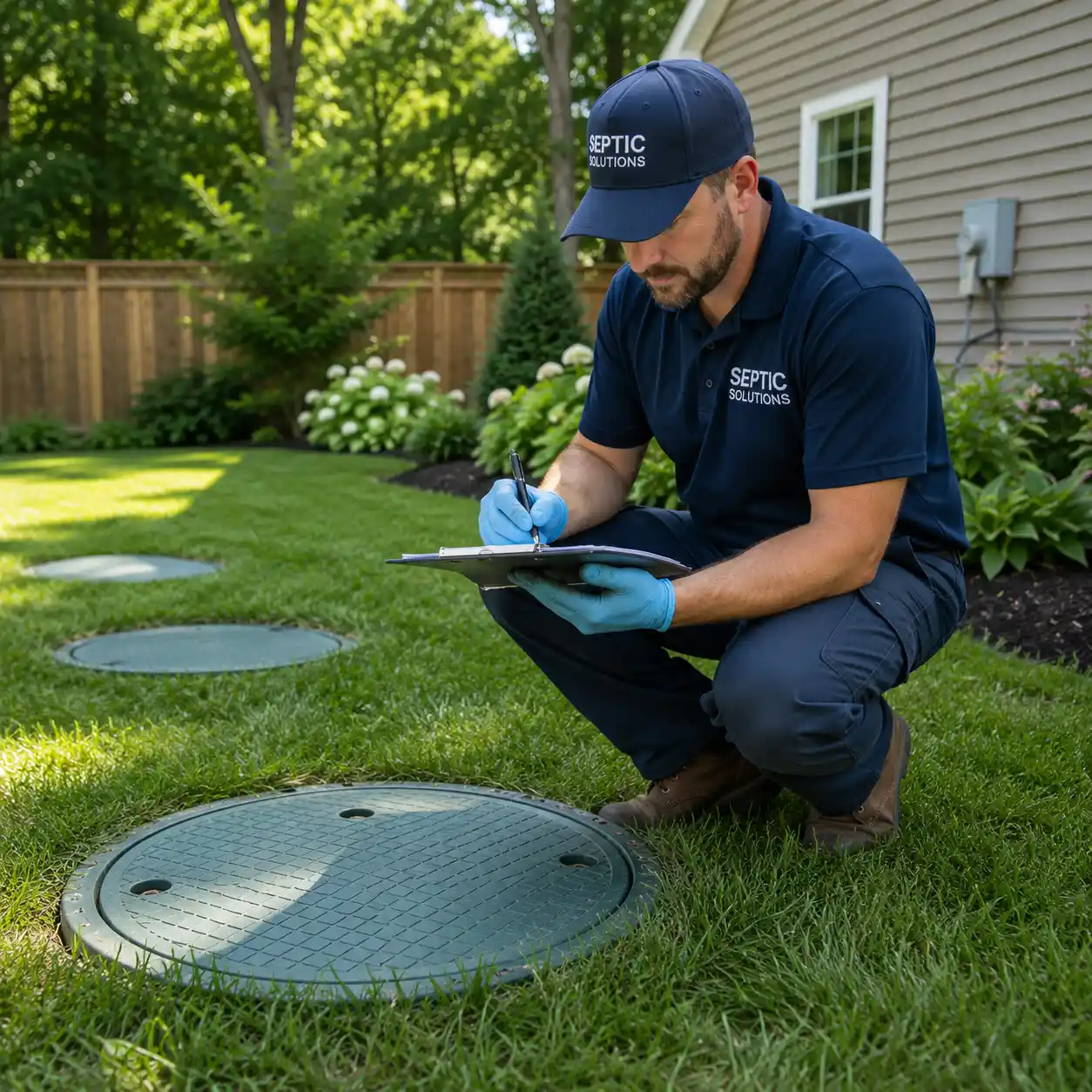 Reviewing site plans for a new septic system near Asheville, NC