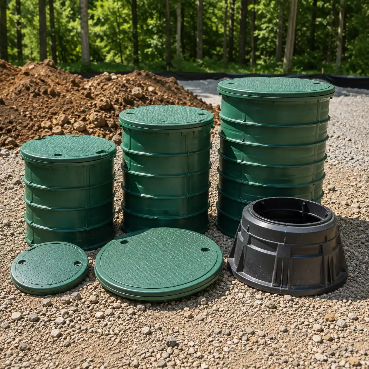 Septic tanks of different sizes for commercial pumping accounts near Asheville, NC
