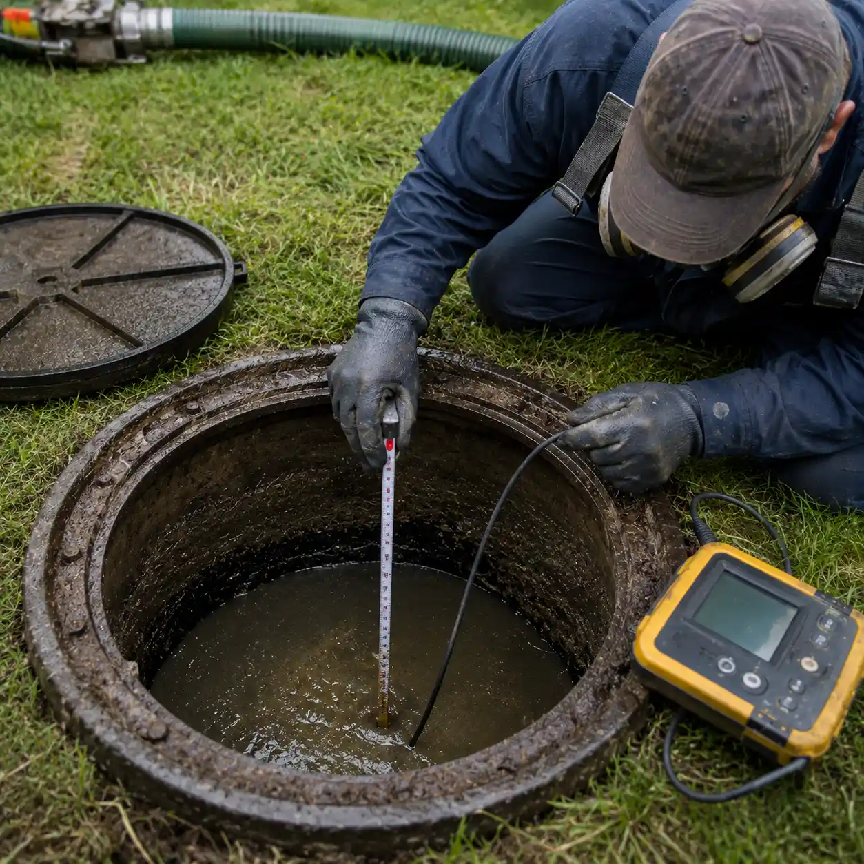 Testing a septic system to diagnose slow drains near Asheville, NC
